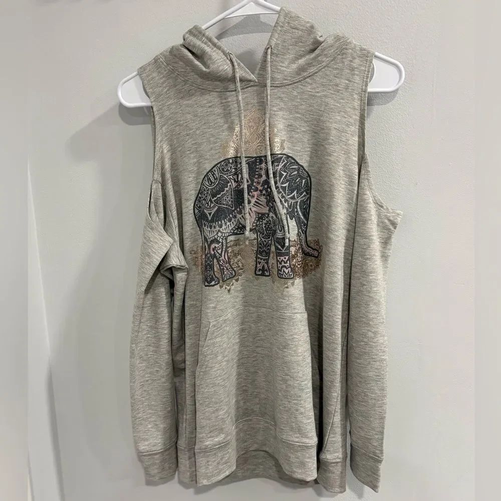 Rebellious One Gray Elephant Cutout Hoodie